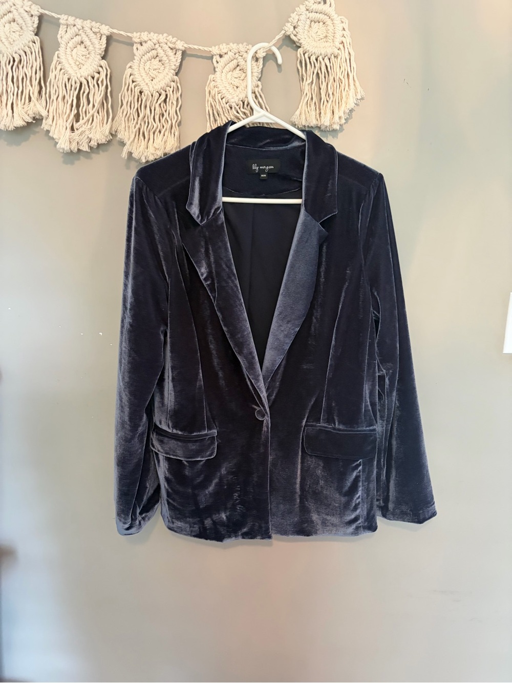 Lily Morgan Velour Single-Button Blazer Jacket